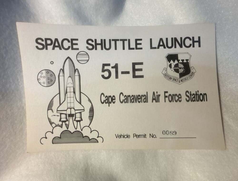 Vintage Space Shuttle Launch 51-E Cape Canaveral Permit Pass